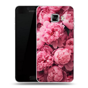 Пластиковый чехол на Samsung Galaxy C7 с принтом цветы пионы Пластиковый чехол на Samsung Galaxy C7 с принтом цветы пионы