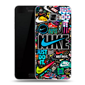 Пластиковый чехол на Samsung Galaxy C7 с принтом найк nike черный