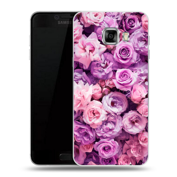 Пластиковый чехол на Samsung Galaxy C7 с принтом лавандовые розы Пластиковый чехол на Samsung Galaxy C7 с принтом лавандовые розы