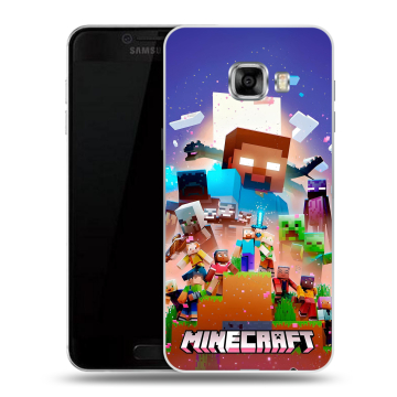 Пластиковый чехол на Samsung Galaxy C7 с принтом Майнкрафт Minecraft