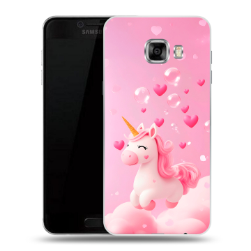 Пластиковый чехол на Samsung Galaxy C7 с принтом Единорог