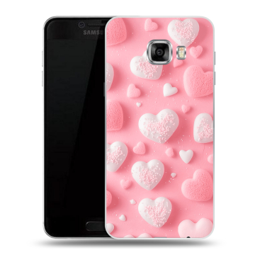Пластиковый чехол на Samsung Galaxy C7 с принтом Сердечки