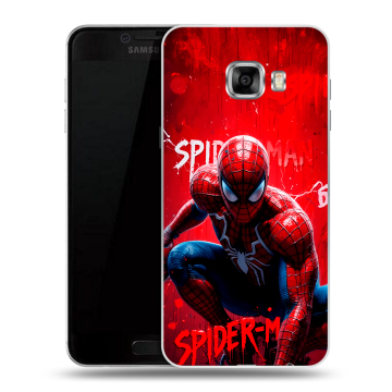 Пластиковый чехол на Samsung Galaxy C7 с принтом Spiderman Человек паук