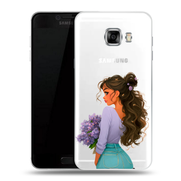 Пластиковый чехол на Samsung Galaxy C7 с принтом девушка цветы Пластиковый чехол на Samsung Galaxy C7 с принтом девушка цветы