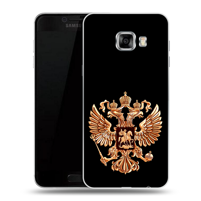 Пластиковый чехол на Samsung Galaxy C7 с принтом Герб России золотой Пластиковый чехол на Samsung Galaxy C7 с принтом Герб России золотой