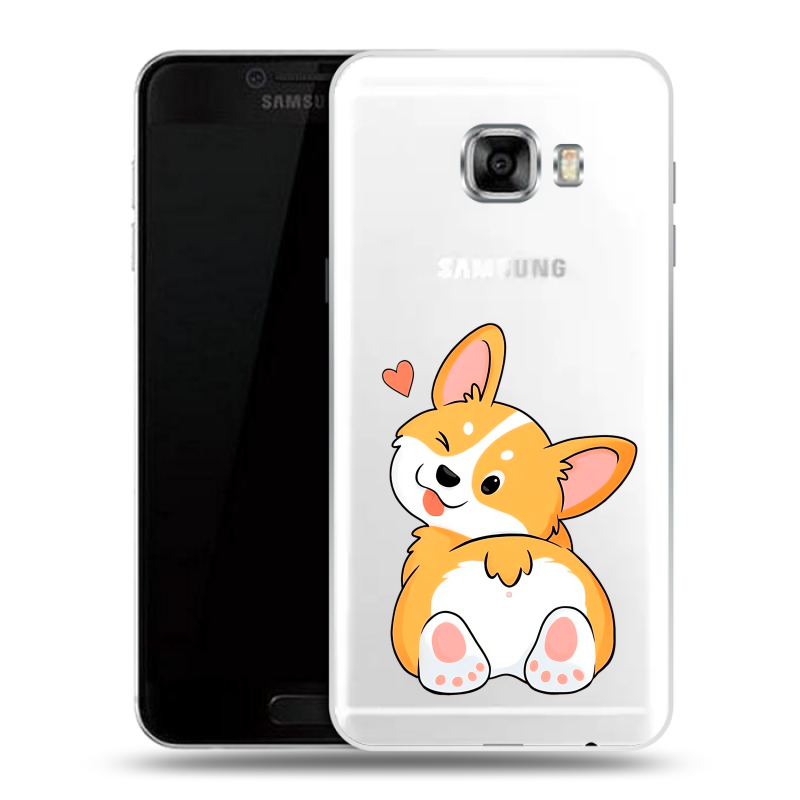 Пластиковый чехол на Samsung Galaxy C7 с принтом Корги Пластиковый чехол на Samsung Galaxy C7 с принтом Корги