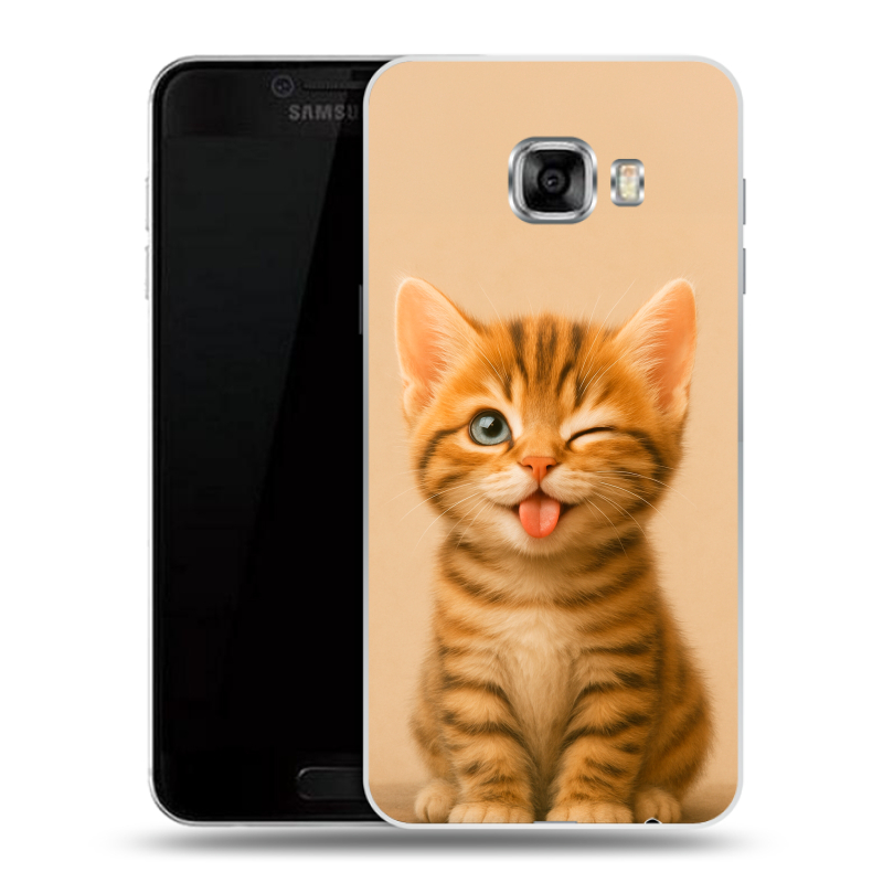 Пластиковый чехол на Samsung Galaxy C7 с принтом котенок Пластиковый чехол на Samsung Galaxy C7 с принтом котенок