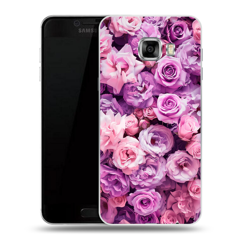 Пластиковый чехол на Samsung Galaxy C7 с принтом лавандовые розы Пластиковый чехол на Samsung Galaxy C7 с принтом лавандовые розы