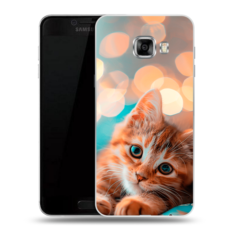 Пластиковый чехол на Samsung Galaxy C7 с принтом котик Пластиковый чехол на Samsung Galaxy C7 с принтом котик