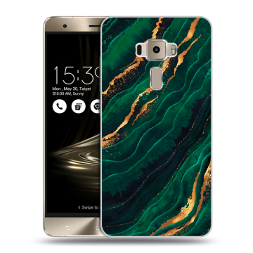 Пластиковый чехол на Asus ZenFone 3 5.5 с принтом Мрамор зеленое золото