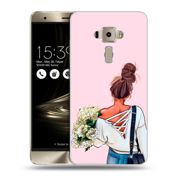 Пластиковый чехол на Asus ZenFone 3 5.5 с принтом Девушка и букет