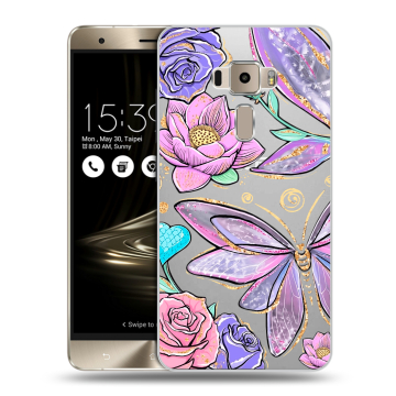 Пластиковый чехол на Asus ZenFone 3 с принтом Бабочки и цветы Пластиковый чехол на Asus ZenFone 3 с принтом Бабочки и цветы