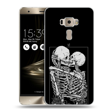 Пластиковый чехол на Asus ZenFone 3 с принтом Поцелуй скелетов