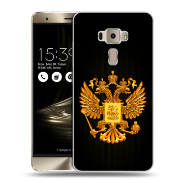 Пластиковый чехол на Asus ZenFone 3 с принтом Герб России желтый