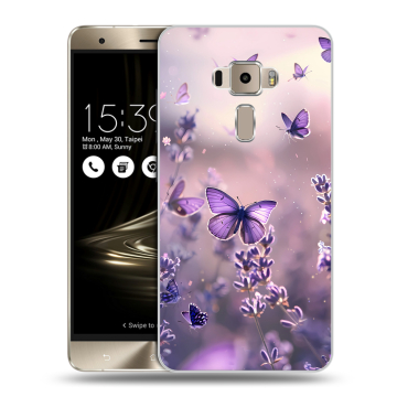Пластиковый чехол на Asus ZenFone 3 с принтом бабочки и лаванда
