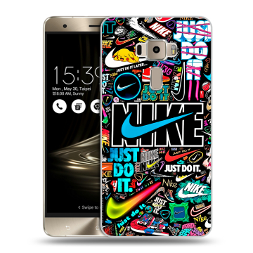Пластиковый чехол на Asus ZenFone 3 с принтом найк nike черный
