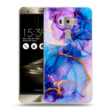 Пластиковый чехол на Asus ZenFone 3 с принтом синий мрамор
