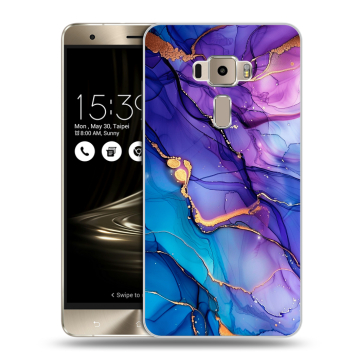 Пластиковый чехол на Asus ZenFone 3 с принтом синий мрамор