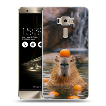 Пластиковый чехол на Asus ZenFone 3 с принтом Капибара с апельсином