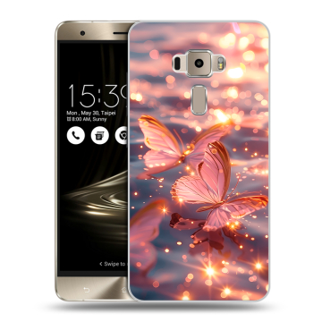 Пластиковый чехол на Asus ZenFone 3 с принтом бабочки розовые