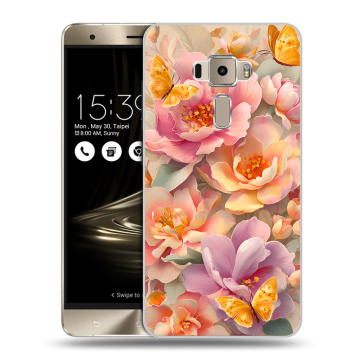 Пластиковый чехол на Asus ZenFone 3 с принтом Цветы и бабочки
