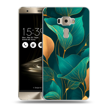 Пластиковый чехол на Asus ZenFone 3 с принтом Листья и золото