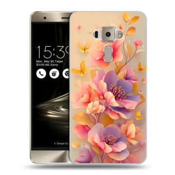 Пластиковый чехол на Asus ZenFone 3 с принтом Цветы и бабочки