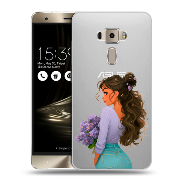 Пластиковый чехол на Asus ZenFone 3 с принтом девушка цветы