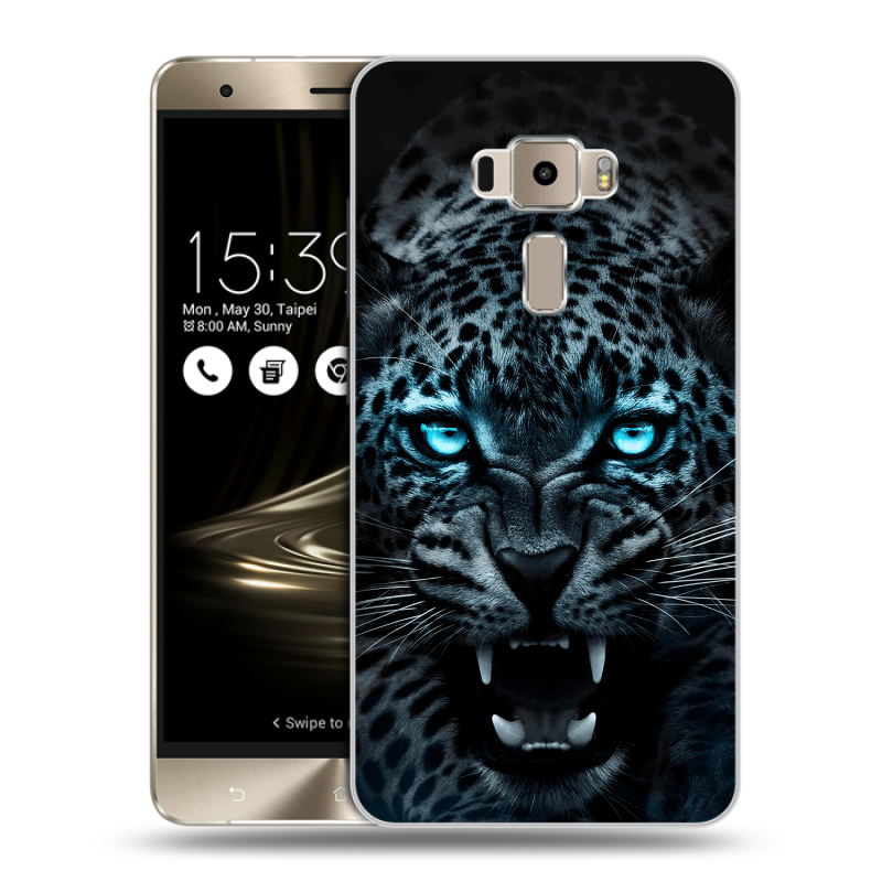 Пластиковый чехол на Asus ZenFone 3 с принтом Темный леопард Пластиковый чехол на Asus ZenFone 3 с принтом Темный леопард