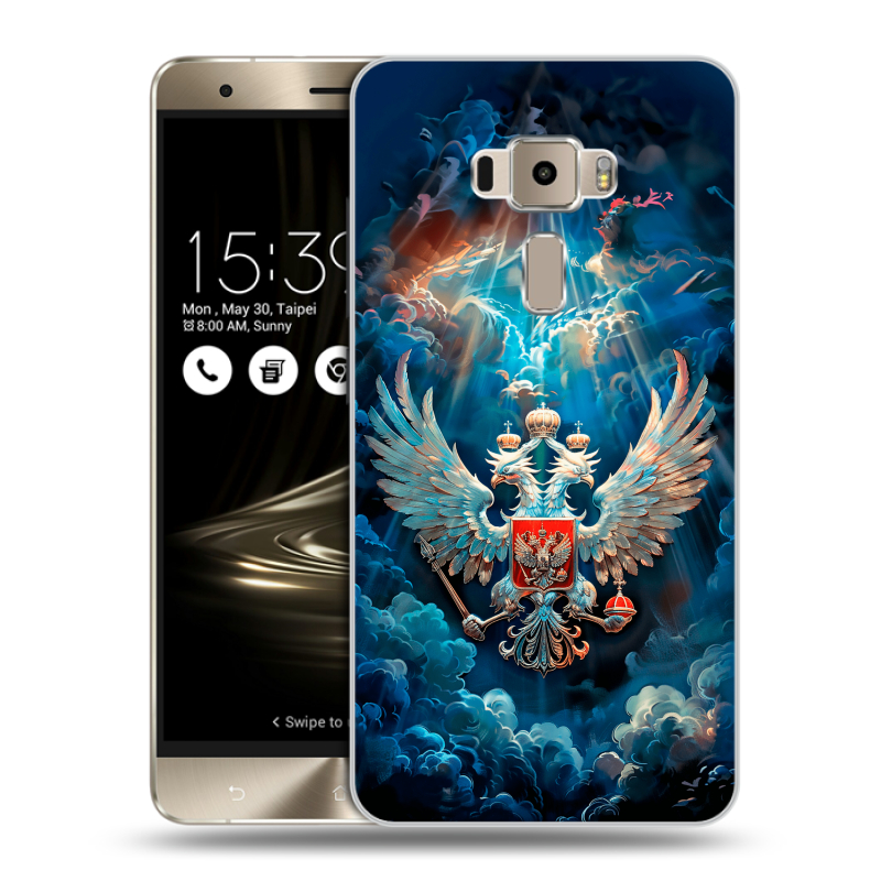 Пластиковый чехол на Asus ZenFone 3 с принтом Герб флаг России Пластиковый чехол на Asus ZenFone 3 с принтом Герб флаг России