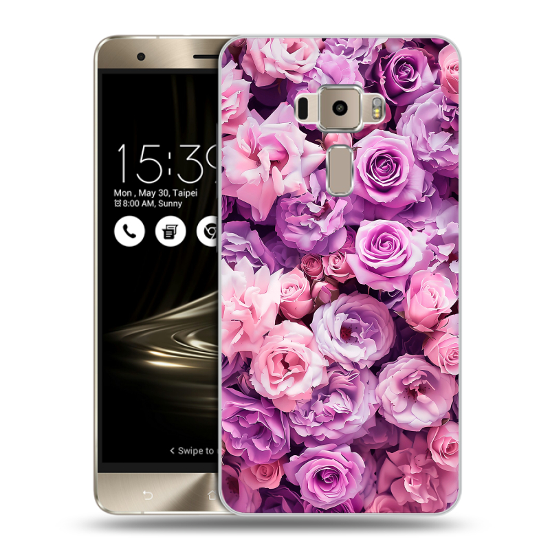Пластиковый чехол на Asus ZenFone 3 с принтом лавандовые розы Пластиковый чехол на Asus ZenFone 3 с принтом лавандовые розы