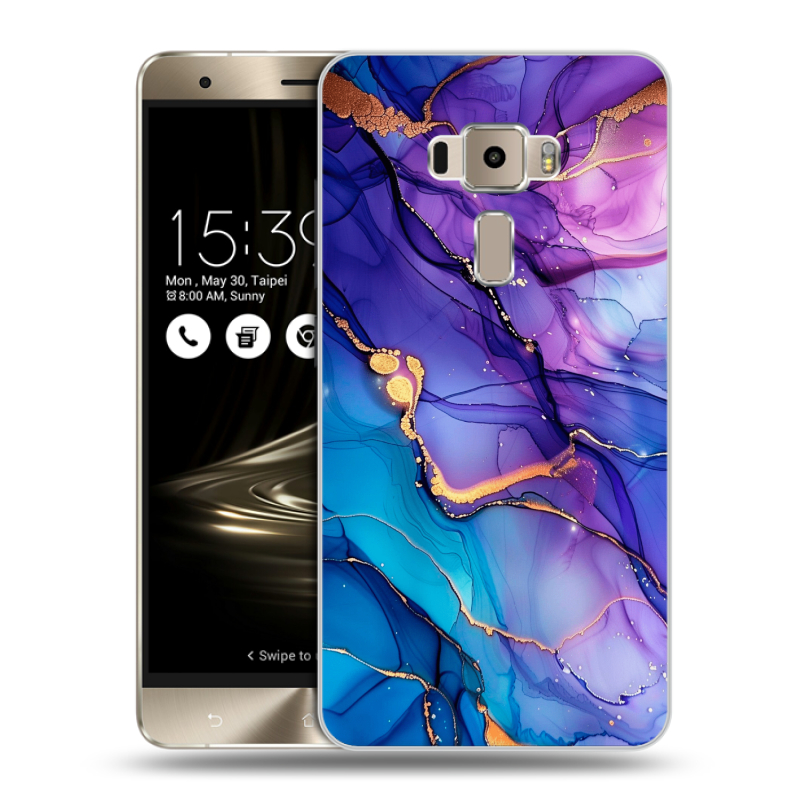 Пластиковый чехол на Asus ZenFone 3 с принтом синий мрамор Пластиковый чехол на Asus ZenFone 3 с принтом синий мрамор