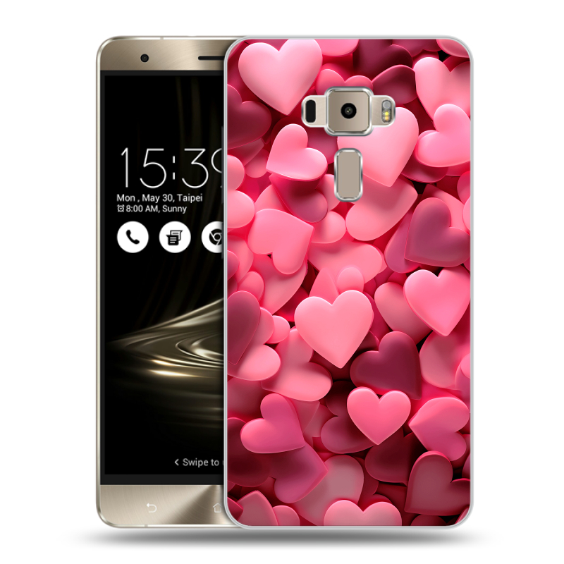 Пластиковый чехол на Asus ZenFone 3 с принтом розовые сердечки Пластиковый чехол на Asus ZenFone 3 с принтом розовые сердечки