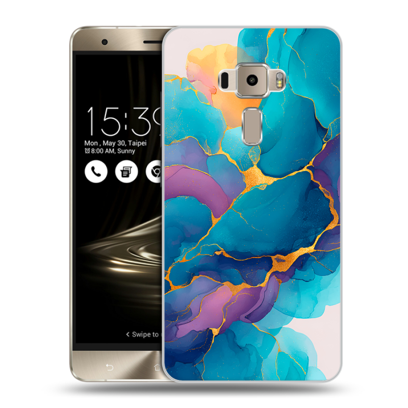 Пластиковый чехол на Asus ZenFone 3 с принтом Мрамор блестки Пластиковый чехол на Asus ZenFone 3 с принтом Мрамор блестки