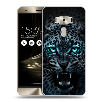 Силиконовый чехол на Asus ZenFone 3 Deluxe с принтом Темный леопард