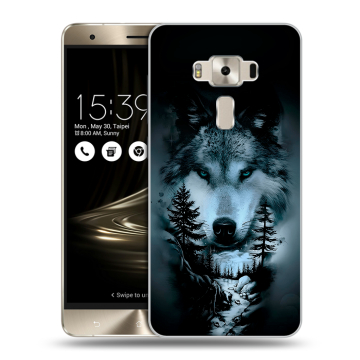 Силиконовый чехол на Asus ZenFone 3 Deluxe с принтом Лесной волк