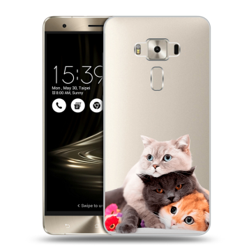 Силиконовый чехол на Asus ZenFone 3 Deluxe с принтом Кошки