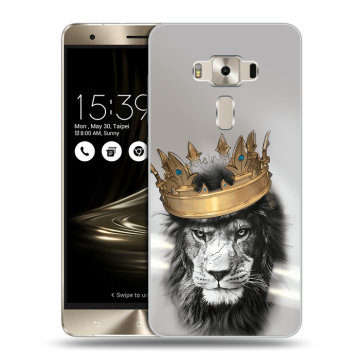 Силиконовый чехол на Asus ZenFone 3 Deluxe с принтом Лев с короной