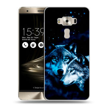 Силиконовый чехол на Asus ZenFone 3 Deluxe с принтом Волки