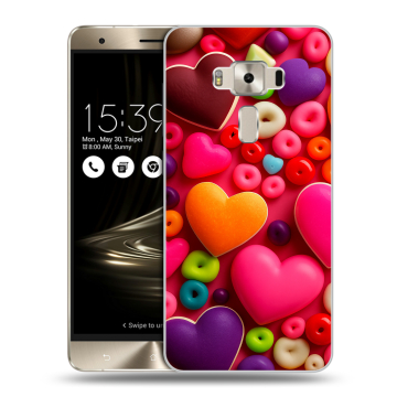 Силиконовый чехол на Asus ZenFone 3 Deluxe с принтом Сердечки