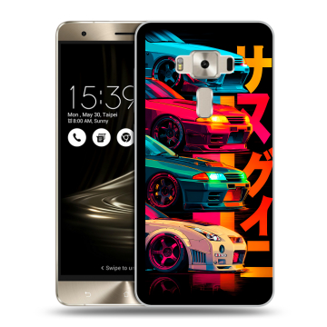 Силиконовый чехол на Asus ZenFone 3 Deluxe с принтом Гоночные машины