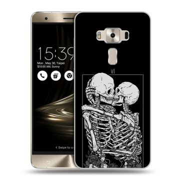 Силиконовый чехол на Asus ZenFone 3 Deluxe с принтом Поцелуй скелетов