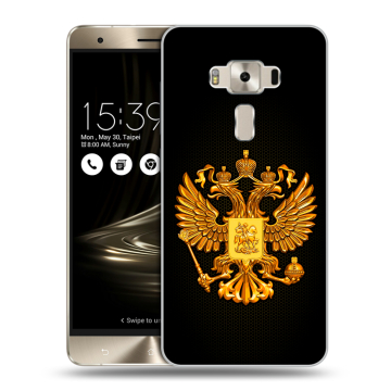 Силиконовый чехол на Asus ZenFone 3 Deluxe с принтом Герб России желтый