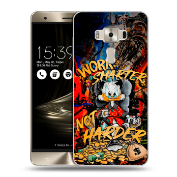 Силиконовый чехол на Asus ZenFone 3 Deluxe с принтом Дональд Дак Деньги