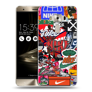 Силиконовый чехол на Asus ZenFone 3 Deluxe с принтом Найк Nike яркий