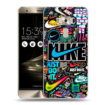 Силиконовый чехол на Asus ZenFone 3 Deluxe с принтом найк nike черный Силиконовый чехол на Asus ZenFone 3 Deluxe с принтом найк nike черный