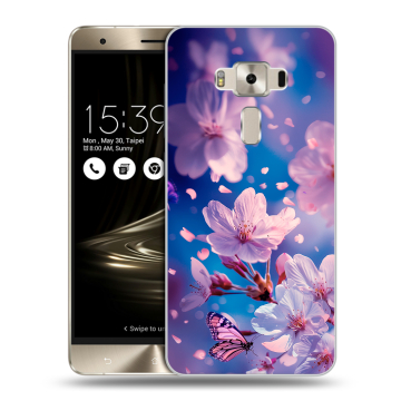 Силиконовый чехол на Asus ZenFone 3 Deluxe с принтом цветы бабочки