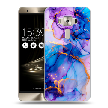 Силиконовый чехол на Asus ZenFone 3 Deluxe с принтом синий мрамор