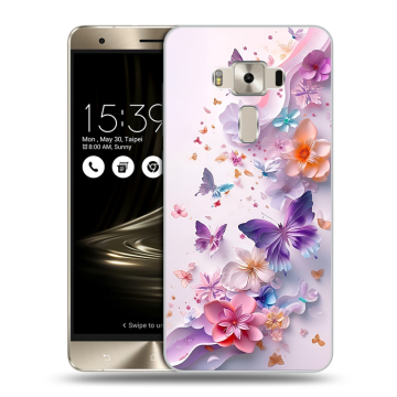 Силиконовый чехол на Asus ZenFone 3 Deluxe с принтом цветы бабочки