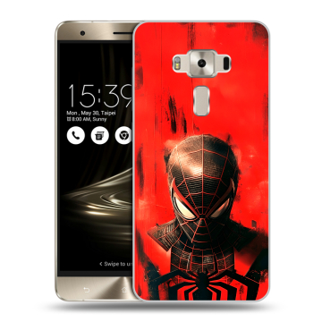 Силиконовый чехол на Asus ZenFone 3 Deluxe с принтом человек паук spiderman